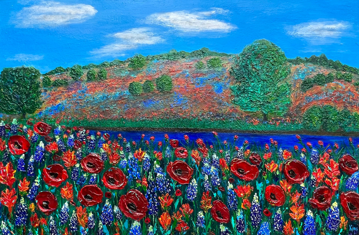 'UTOPIA' A commissioned painting of a Texas hill country scene with Texas wildflowers.