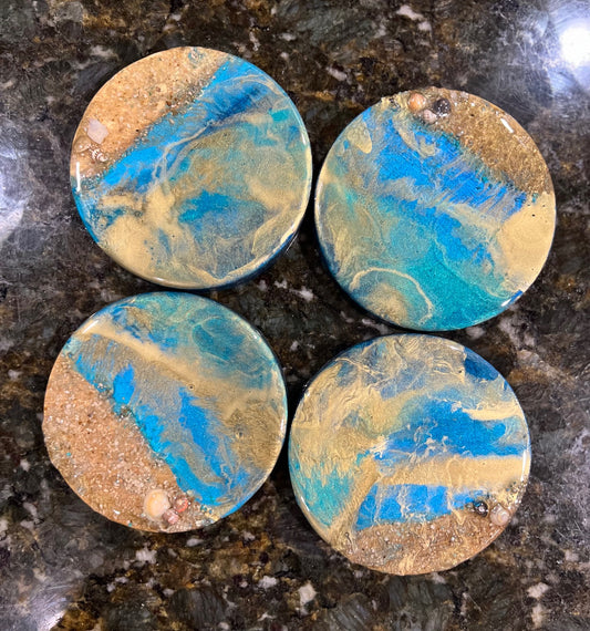 Round Coasters with gold accent